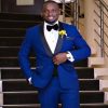 Royal BLue Men Slim Fit Suits dress Gentleman wedding Blazer Showal collar wedding suits for men classic groom tuxedos