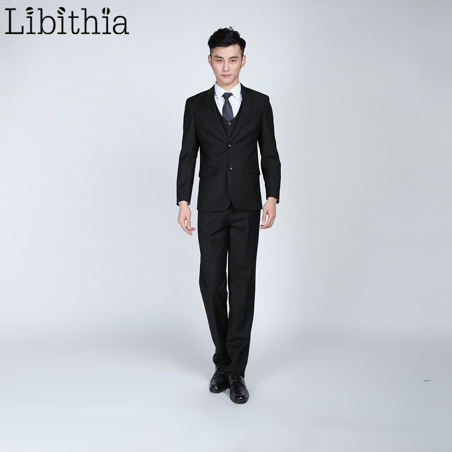 (Jacket+pant+tie) Men's Slim Fit Suits Men Costume Homme Male Clothes Blazer For Wedding Dresses Jaqueta Masculino Black S321