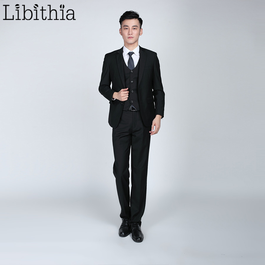 (Jacket+pant+tie) Men's Slim Fit Suits Men Costume Homme Male Clothes Blazer For Wedding Dresses Jaqueta Masculino Black S321