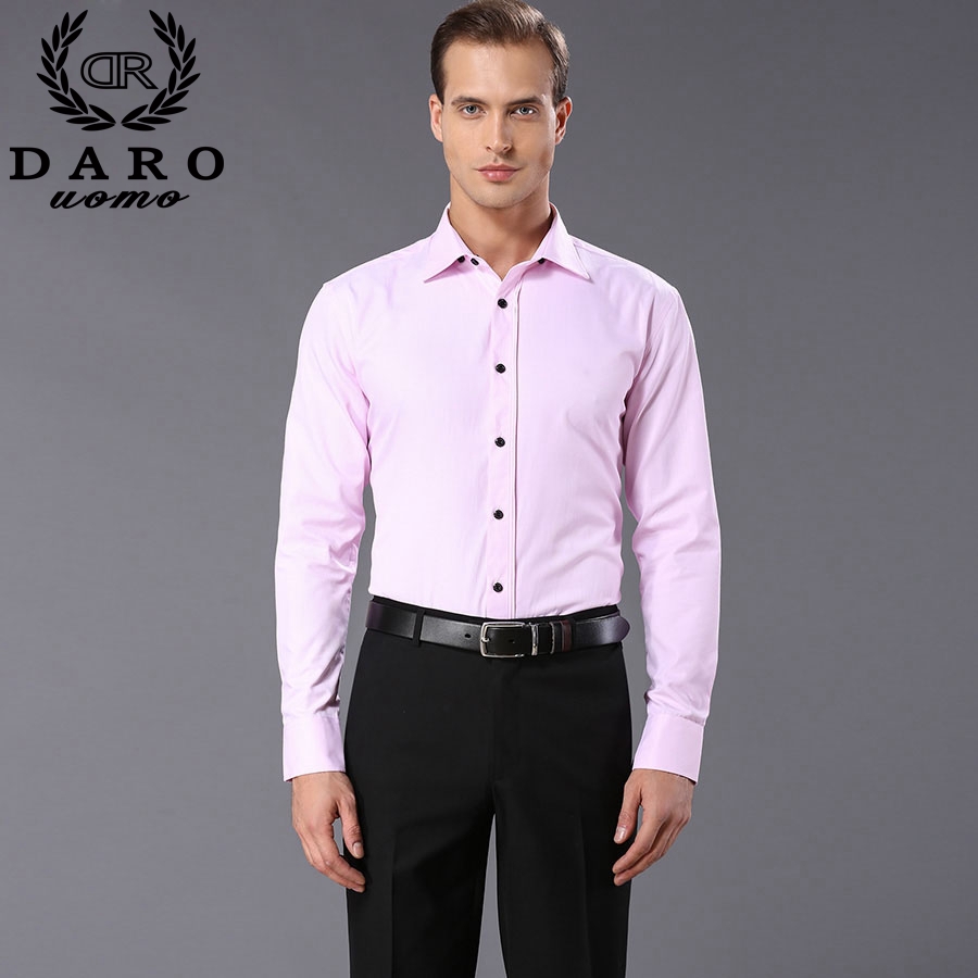 2017 NEW Men's Shirt Spring Long Sleeve Diagonal Pure Color White Shirt Slim Business Camisa Social DR849