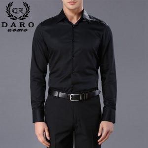 Custom designer men's dress shirts 2017 fashion men's long sleeve black and white business shirt DR855
