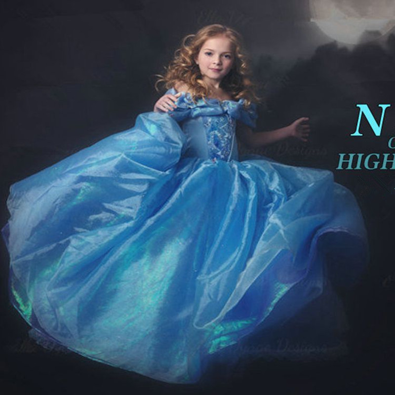Halloween Cinderella Dresses Girls Princess Anna Elsa Costume Dress Cosplay Party Dresse Kids Rapunzel Girls Clothes Free Ship