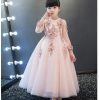 Girls Pageant Long Formal Dresses 2020 Long Sleeve Gauze Ball Gowns Flowers Girls Princess Tutu Dress Kids Party Wedding Dress 4