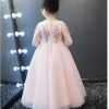 Girls Pageant Long Formal Dresses 2020 Long Sleeve Gauze Ball Gowns Flowers Girls Princess Tutu Dress Kids Party Wedding Dress 6