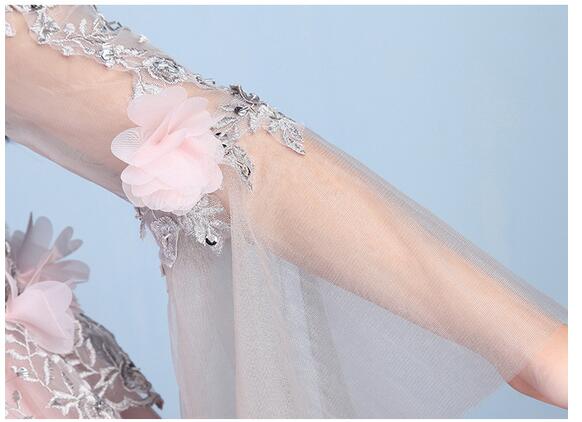 Girls Pageant Long Formal Dresses 2017 Long Sleeve Gauze Ball Gowns Flowers Girls Princess Tutu Dress Kids Party Wedding Dresses